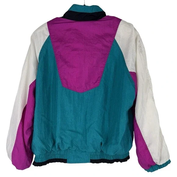 VTG River Edge Sport Women's Windbreaker Medium Multicolor Full Zip 80's 90's - Picture 9 of 13